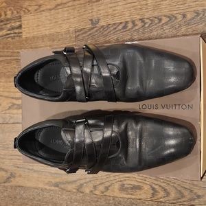Louis Vuitton Leather Damier Print Monkstrap Dress Shoes